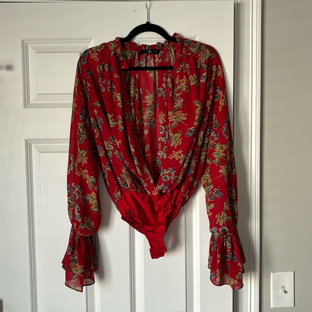 Red Floral bodysuit